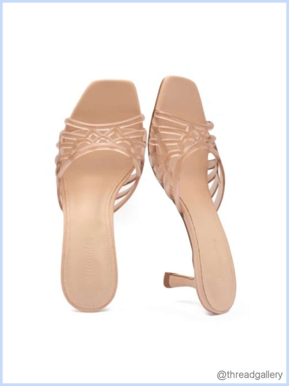 Jelly Kitten Heel Sandals Square Open Toe Slip On Mule Heels